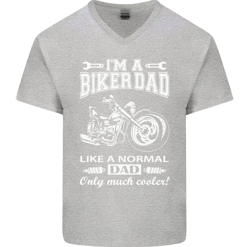 Biker A Normal Dad Father's Day Motorcycle Mens V-Neck Cotton T-Shirt Sports Grey