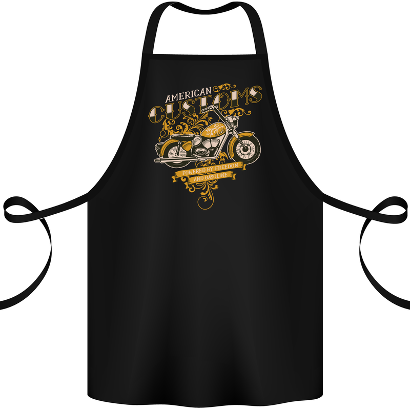 Biker American Customs Motorcycle Chopper Cotton Apron 100% Organic Black