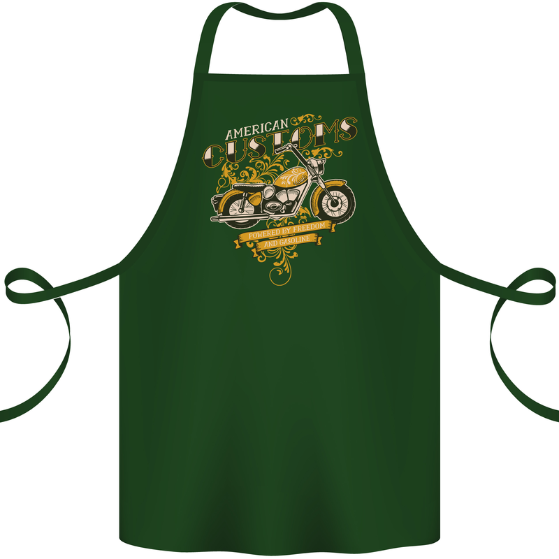 Biker American Customs Motorcycle Chopper Cotton Apron 100% Organic Forest Green