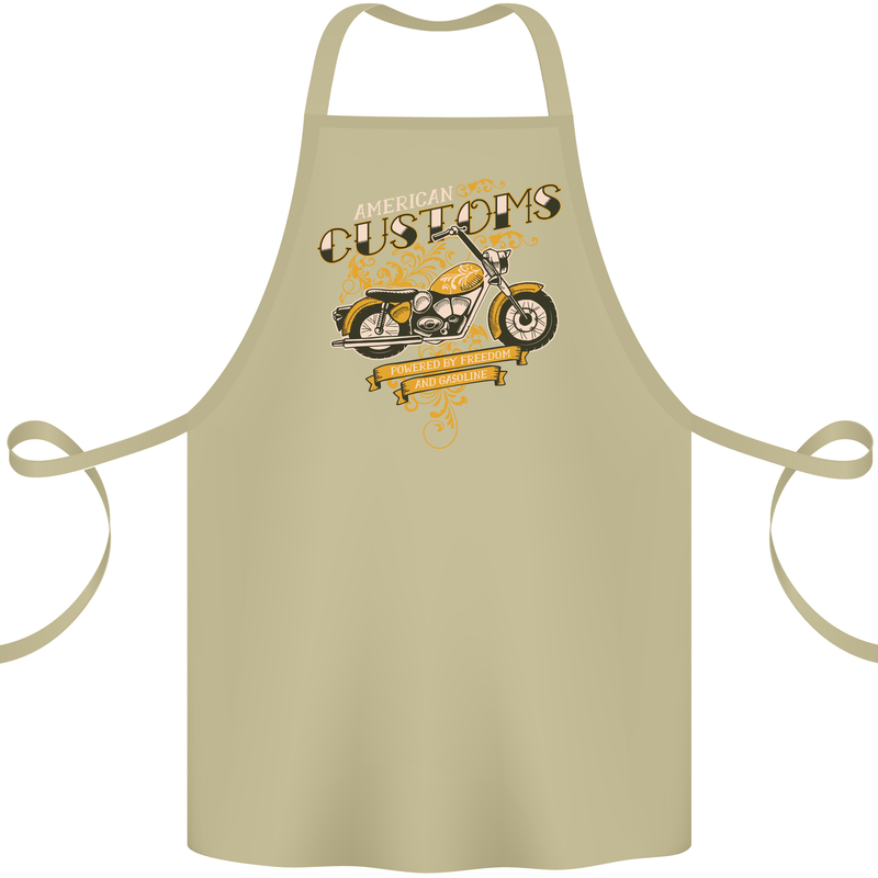Biker American Customs Motorcycle Chopper Cotton Apron 100% Organic Khaki