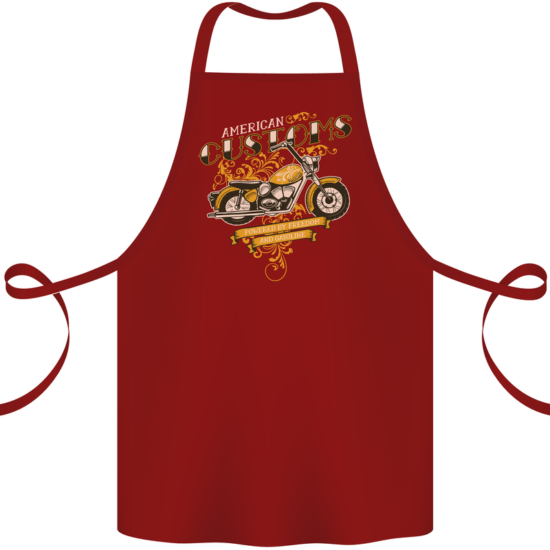 Biker American Customs Motorcycle Chopper Cotton Apron 100% Organic Maroon