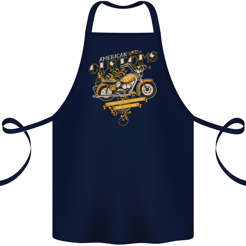 Biker American Customs Motorcycle Chopper Cotton Apron 100% Organic Navy Blue