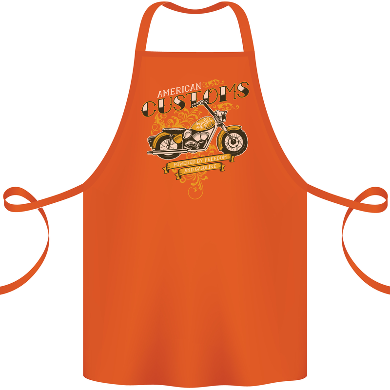 Biker American Customs Motorcycle Chopper Cotton Apron 100% Organic Orange