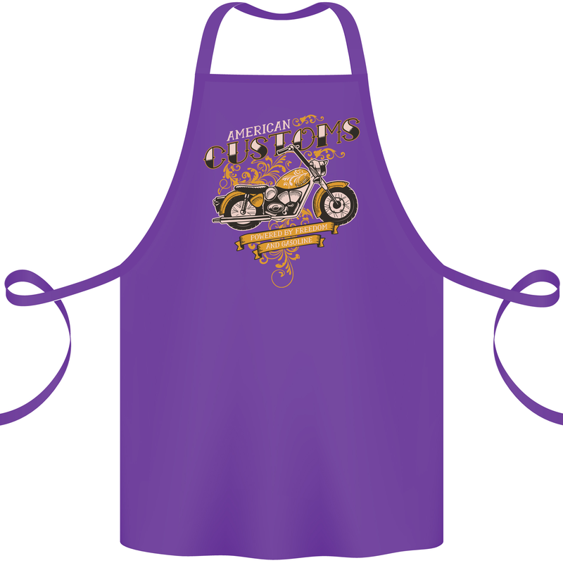 Biker American Customs Motorcycle Chopper Cotton Apron 100% Organic Purple