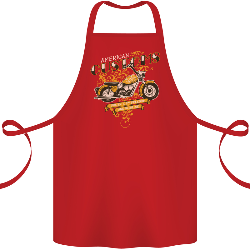 Biker American Customs Motorcycle Chopper Cotton Apron 100% Organic Red