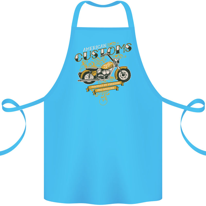 Biker American Customs Motorcycle Chopper Cotton Apron 100% Organic Turquoise