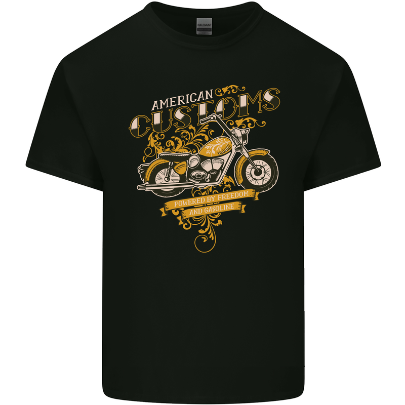 Biker American Customs Motorcycle Chopper Kids T-Shirt Childrens Black