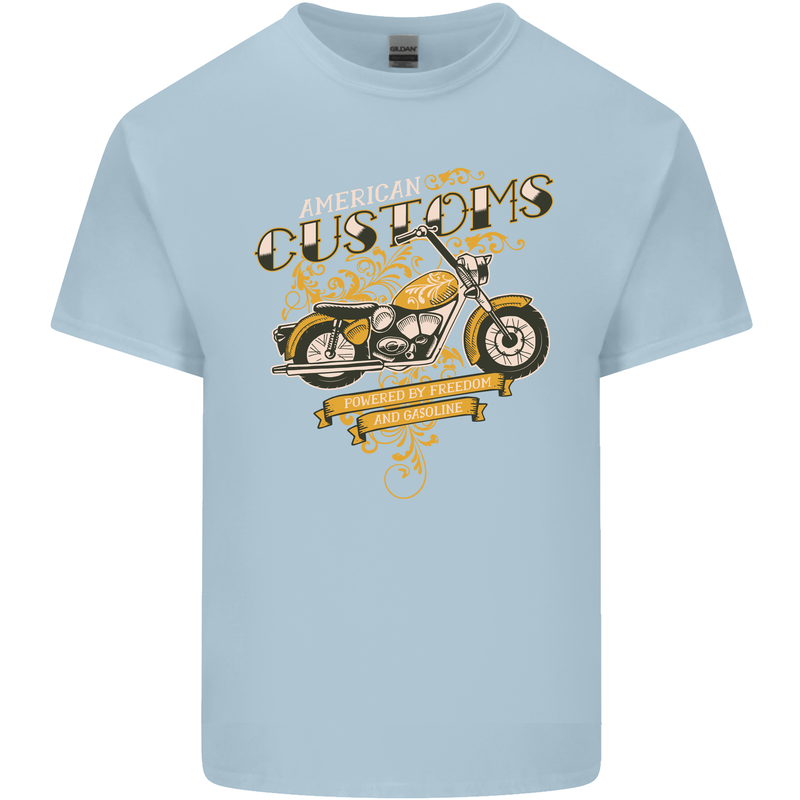 Biker American Customs Motorcycle Chopper Kids T-Shirt Childrens Light Blue
