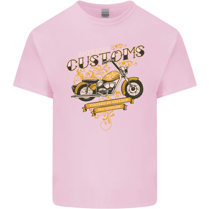 Biker American Customs Motorcycle Chopper Kids T-Shirt Childrens Light Pink