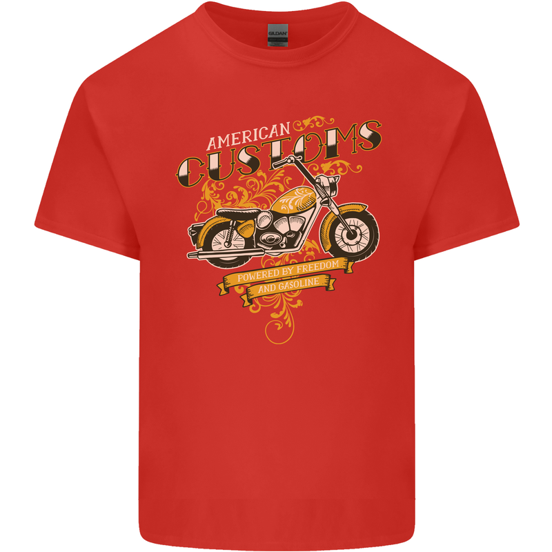 Biker American Customs Motorcycle Chopper Kids T-Shirt Childrens Red