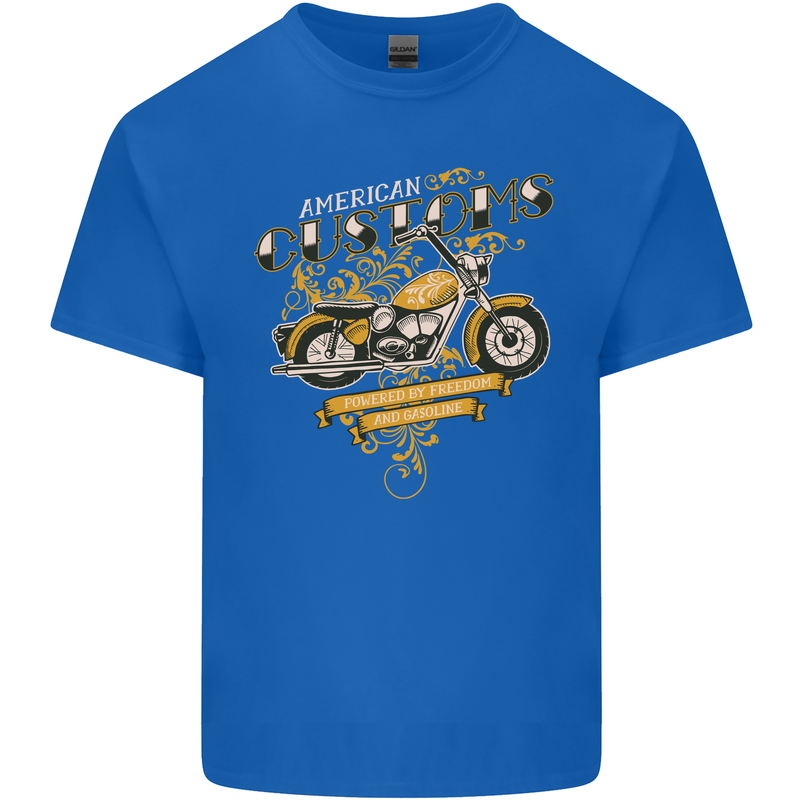 Biker American Customs Motorcycle Chopper Kids T-Shirt Childrens Royal Blue