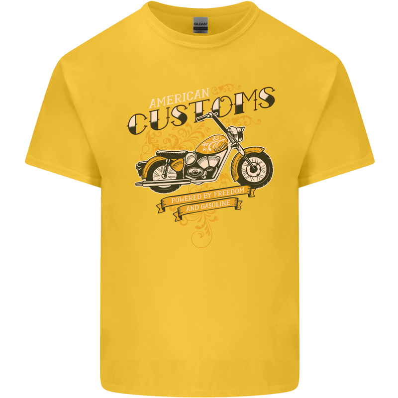 Biker American Customs Motorcycle Chopper Kids T-Shirt Childrens Yellow