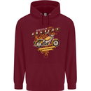 Biker American Customs Motorcycle Chopper Mens 80% Cotton Hoodie Maroon