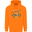 Biker American Customs Motorcycle Chopper Mens 80% Cotton Hoodie Orange