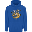 Biker American Customs Motorcycle Chopper Mens 80% Cotton Hoodie Royal Blue