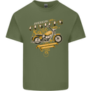 Biker American Customs Motorcycle Chopper Mens Cotton T-Shirt Tee Top Military Green