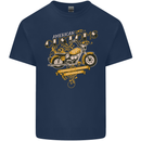 Biker American Customs Motorcycle Chopper Mens Cotton T-Shirt Tee Top Navy Blue