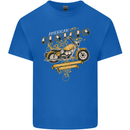 Biker American Customs Motorcycle Chopper Mens Cotton T-Shirt Tee Top Royal Blue