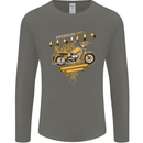 Biker American Customs Motorcycle Chopper Mens Long Sleeve T-Shirt Charcoal