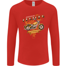 Biker American Customs Motorcycle Chopper Mens Long Sleeve T-Shirt Red
