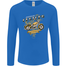 Biker American Customs Motorcycle Chopper Mens Long Sleeve T-Shirt Royal Blue