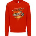 Biker American Customs Motorcycle Chopper Mens Sweatshirt Jumper Bright Red