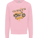 Biker American Customs Motorcycle Chopper Mens Sweatshirt Jumper Light Pink