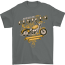 Biker American Customs Motorcycle Chopper Mens T-Shirt Cotton Gildan Charcoal