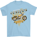 Biker American Customs Motorcycle Chopper Mens T-Shirt Cotton Gildan Light Blue