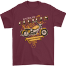 Biker American Customs Motorcycle Chopper Mens T-Shirt Cotton Gildan Maroon