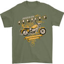 Biker American Customs Motorcycle Chopper Mens T-Shirt Cotton Gildan Military Green