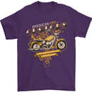 Biker American Customs Motorcycle Chopper Mens T-Shirt Cotton Gildan Purple