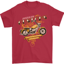 Biker American Customs Motorcycle Chopper Mens T-Shirt Cotton Gildan Red