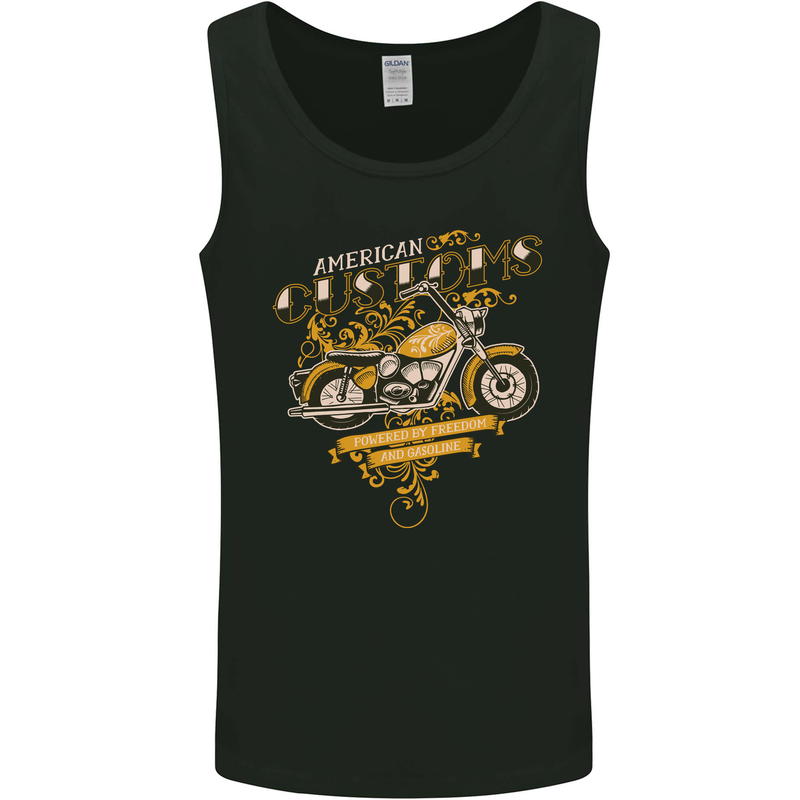 Biker American Customs Motorcycle Chopper Mens Vest Tank Top Black