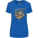 Biker American Customs Motorcycle Chopper Womens Wider Cut T-Shirt Royal Blue