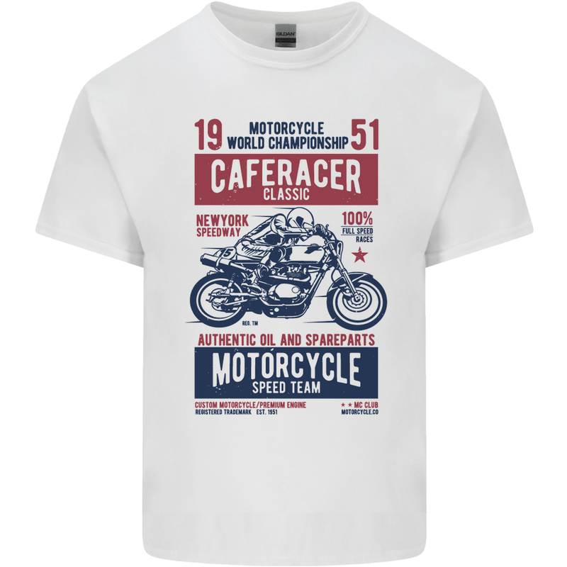Biker Cafe Racer 1951 Motorbike Motorcycle Mens Cotton T-Shirt Tee Top White