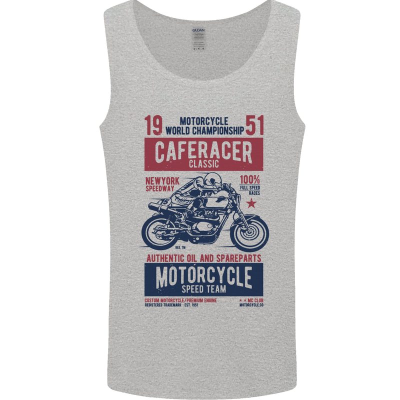 Biker Cafe Racer 1951 Motorbike Motorcycle Mens Vest Tank Top Sports Grey