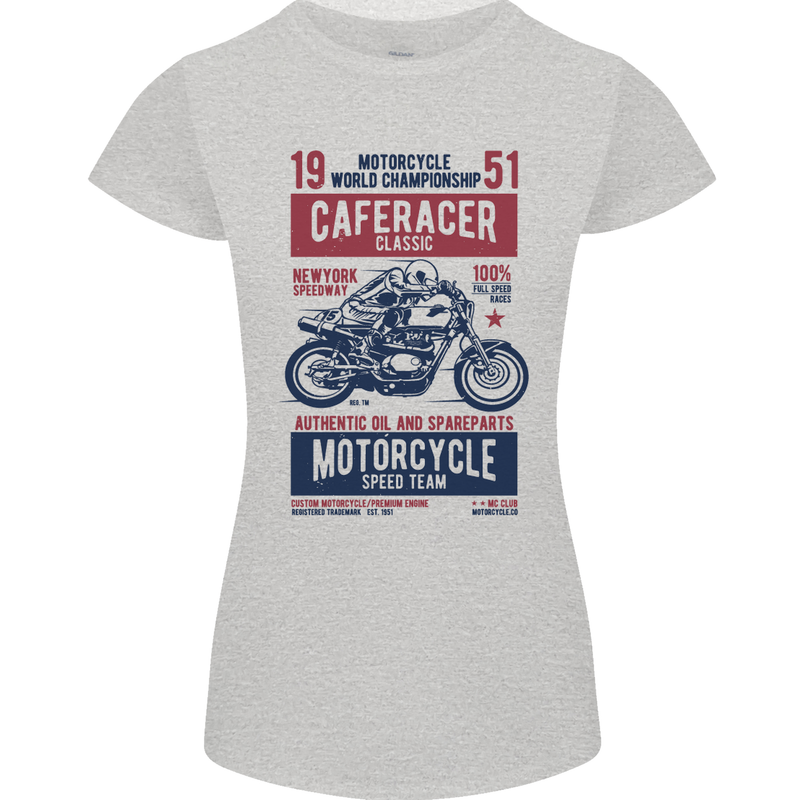 Biker Cafe Racer 1951 Motorbike Motorcycle Womens Petite Cut T-Shirt Sports Grey