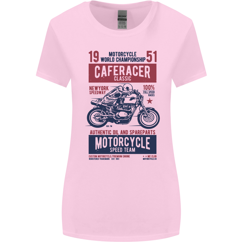 Biker Cafe Racer 1951 Motorbike Motorcycle Womens Wider Cut T-Shirt Light Pink
