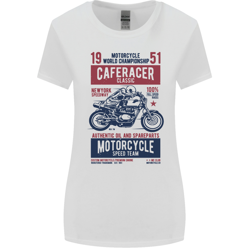 Biker Cafe Racer 1951 Motorbike Motorcycle Womens Wider Cut T-Shirt White