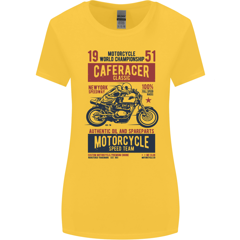 Biker Cafe Racer 1951 Motorbike Motorcycle Womens Wider Cut T-Shirt Yellow