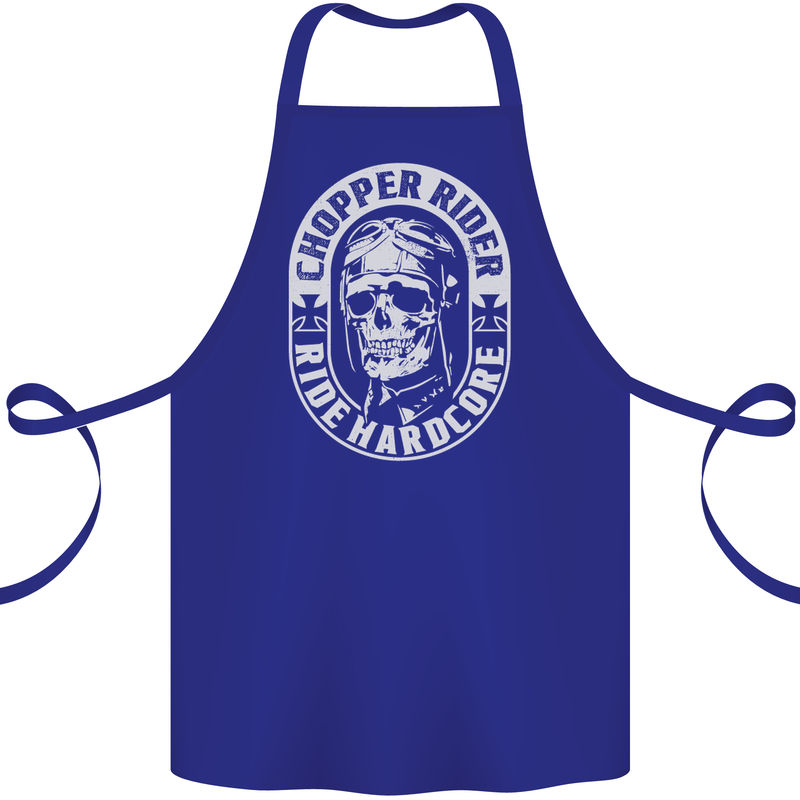 Biker Chopper Rider Motorbike Motorcycle Cotton Apron 100% Organic Royal Blue