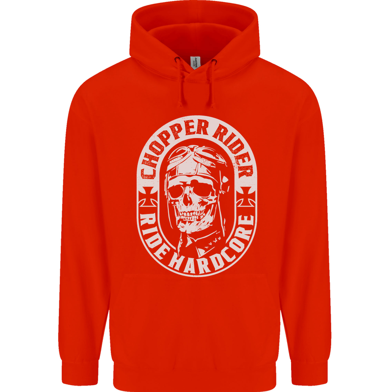 Biker Chopper Rider Motorbike Motorcycle Mens 80% Cotton Hoodie Bright Red