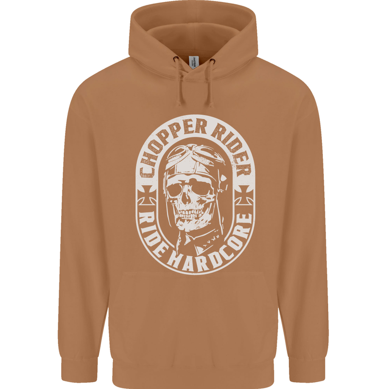 Biker Chopper Rider Motorbike Motorcycle Mens 80% Cotton Hoodie Caramel Latte