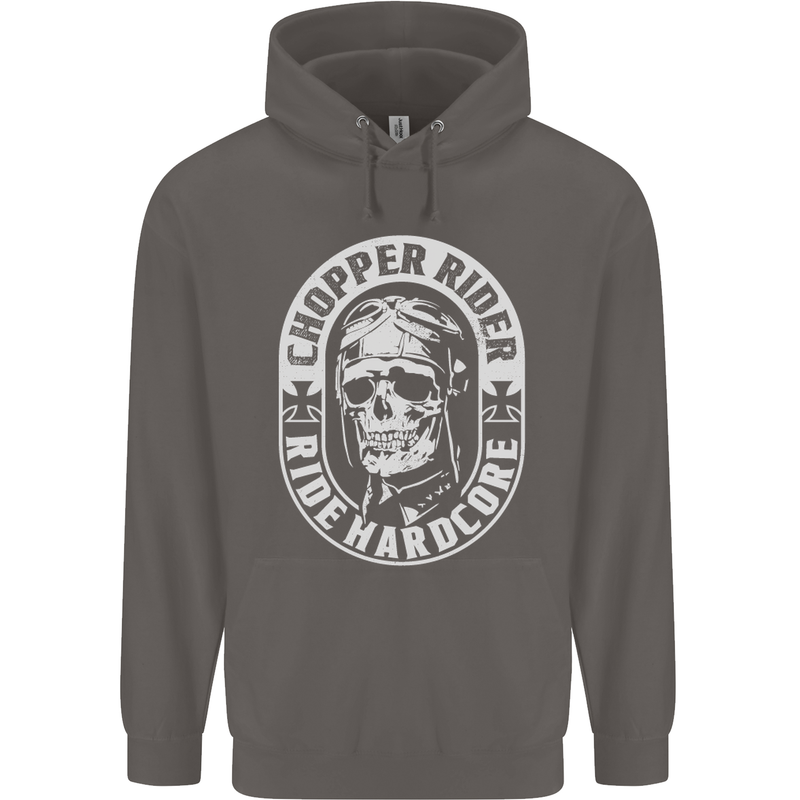 Biker Chopper Rider Motorbike Motorcycle Mens 80% Cotton Hoodie Charcoal