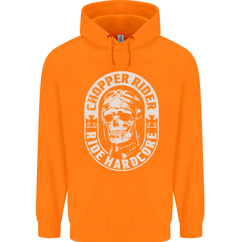 Biker Chopper Rider Motorbike Motorcycle Mens 80% Cotton Hoodie Orange