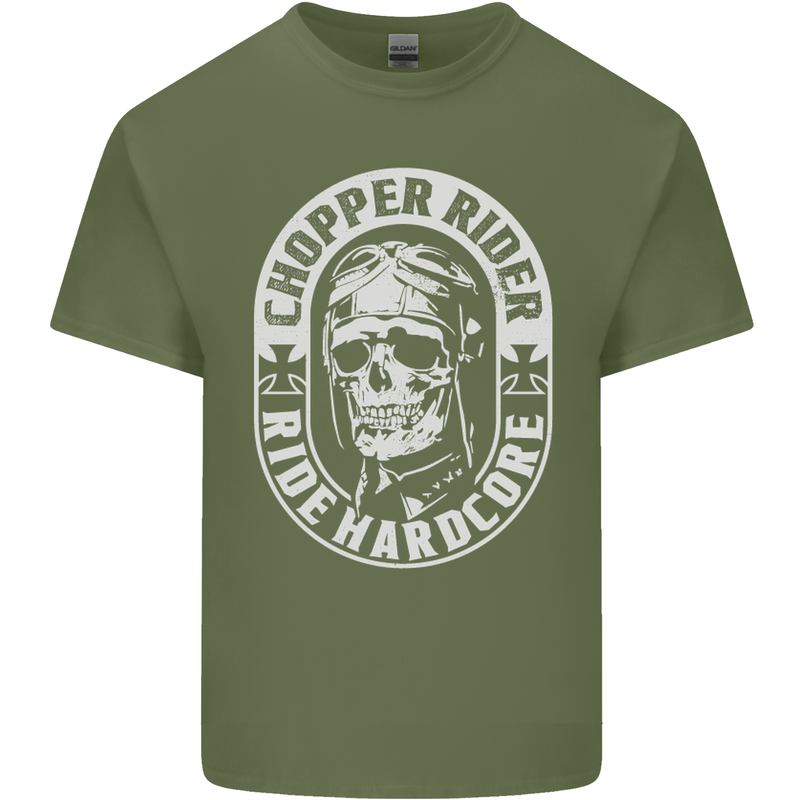 Biker Chopper Rider Motorbike Motorcycle Mens Cotton T-Shirt Tee Top Military Green