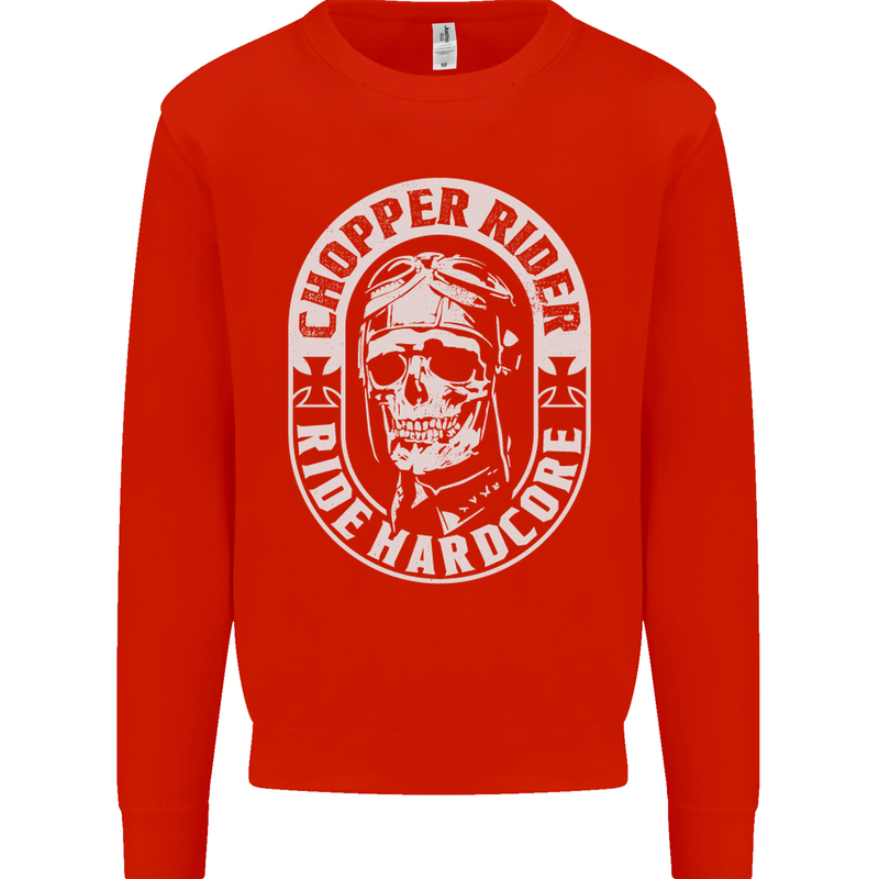 Biker Chopper Rider Motorbike Motorcycle Mens Sweatshirt Jumper Bright Red