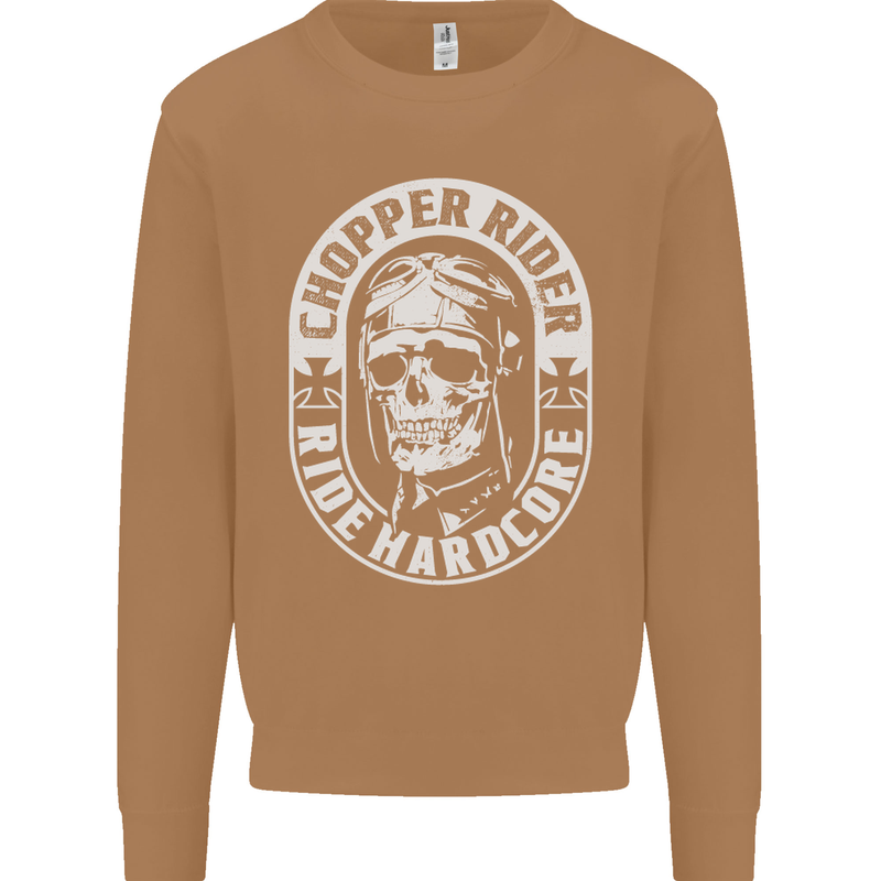 Biker Chopper Rider Motorbike Motorcycle Mens Sweatshirt Jumper Caramel Latte