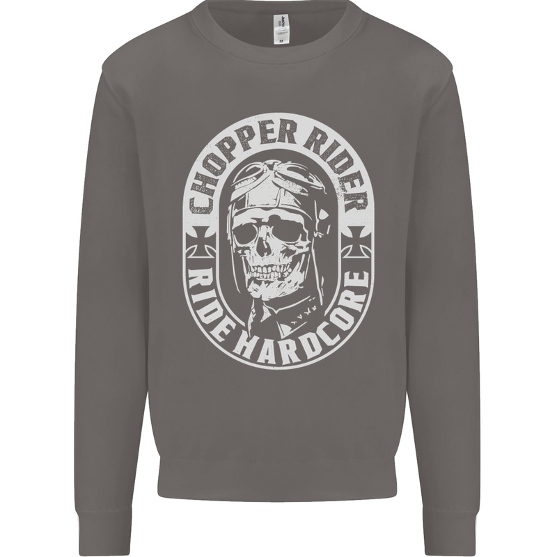 Biker Chopper Rider Motorbike Motorcycle Mens Sweatshirt Jumper Charcoal